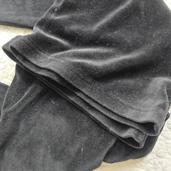 BCBG Black Velour Rhinestone Logo Track Pants - Picture 4 of 9